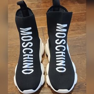 Moschino Monochrome High-Top Sneakers